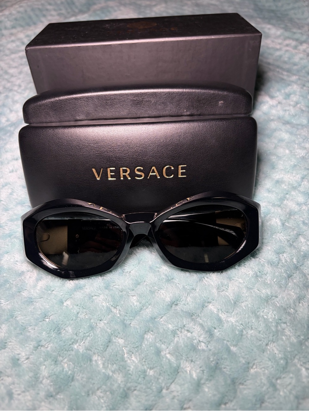 Versace Black Angular Frame Women’s Sunglasses